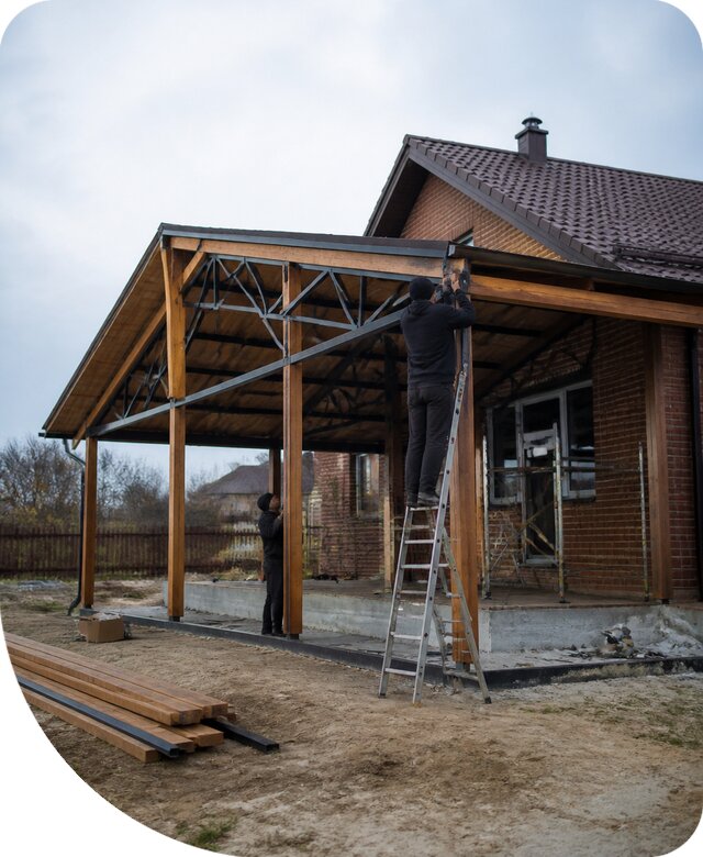 Пристройка навеса к дому и участку в Мончегорске под ключ